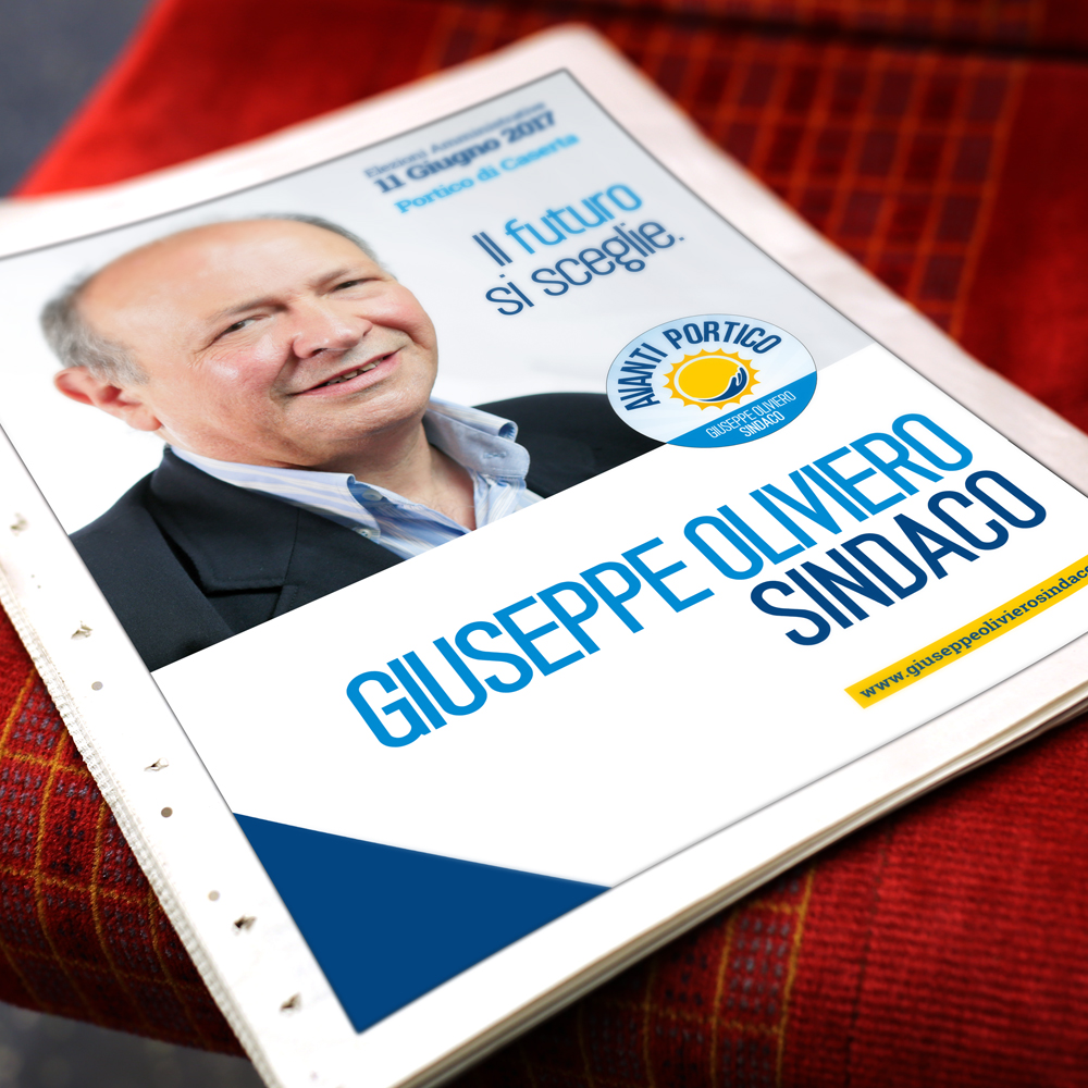 Giuseppe Oliviero, sindaco di Portico 2017. Social Marketing. Pubblicità su giornali.