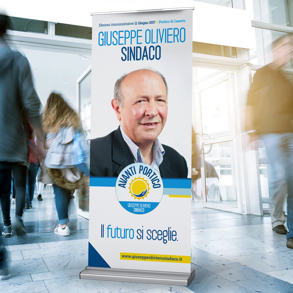 Giuseppe Oliviero, sindaco di Portico 2017. Social Marketing. Roll Up.